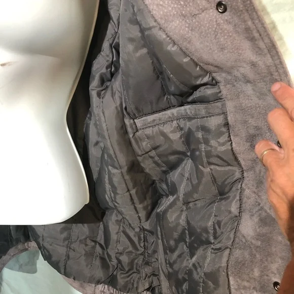 Vintage 90’s Grey Suede and Knit Jacket with Scarf - Picture 12 of 16